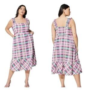 Torrid Plaid Smocked Dress with pockets - NEW - 2X / 18/20